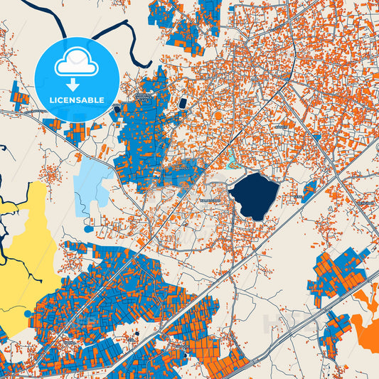 Colorful Bhiwandi Street Map with Labels and Buildings