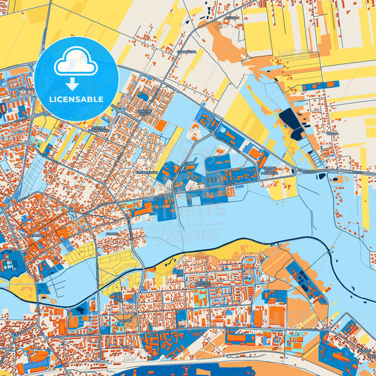 Colorful Biała Podlaska Street Map with Labels and Buildings