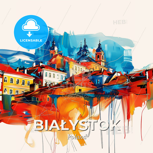 Vibrant Białystok, Poland - A Colorful Painting Of Buildings - Square format print template