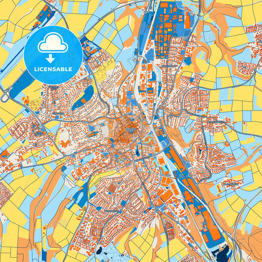 Colorful Biberach an der Riß Street Map with Labels and Buildings