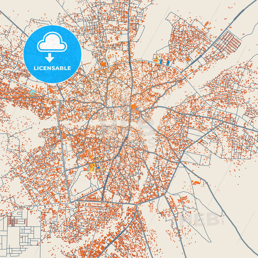 Colorful Bida Street Map with Labels and Buildings