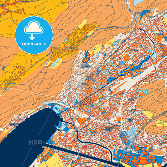 Colorful Biel/Bienne Street Map with Labels and Buildings