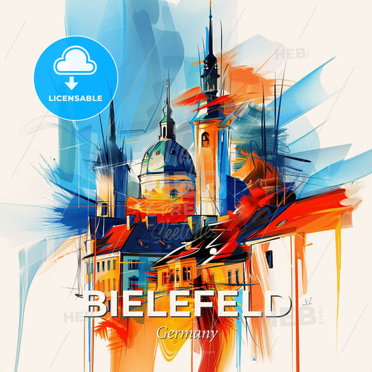 Vibrant Bielefeld, Germany - A Painting Of A Building - Square format print template