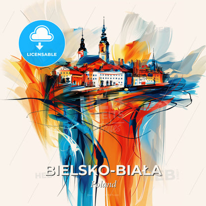Vibrant Bielsko-Biała, Poland - A Painting Of A City - Square format print template