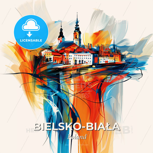 Vibrant Bielsko-Biała, Poland - A Painting Of A City - Square format print template