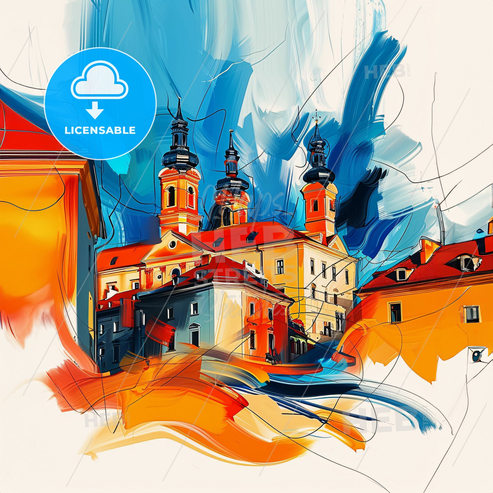 Vibrant Bielsko-Biała, Poland - A Painting Of A Building