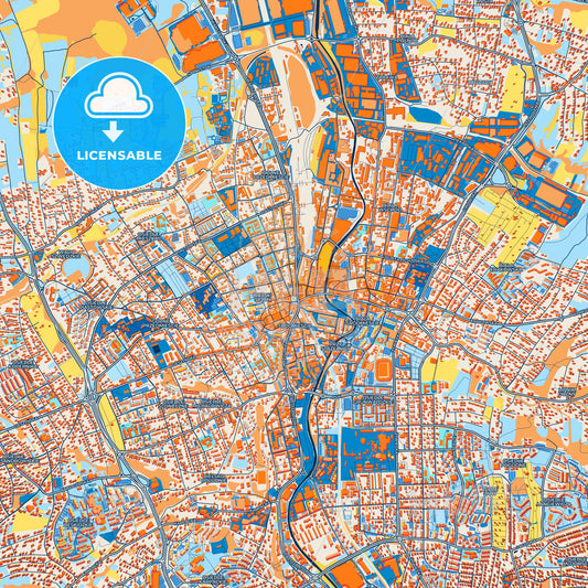 Colorful Bielsko-Biała Street Map with Labels and Buildings