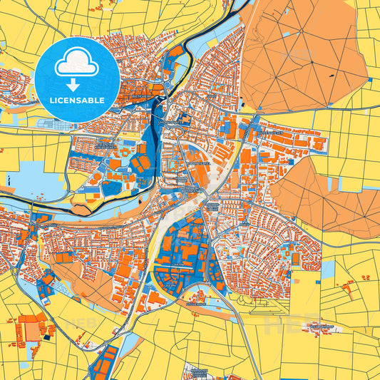Colorful Bietigheim-Bissingen Street Map with Labels and Buildings