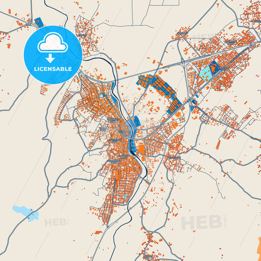 Colorful Biga Street Map with Labels and Buildings