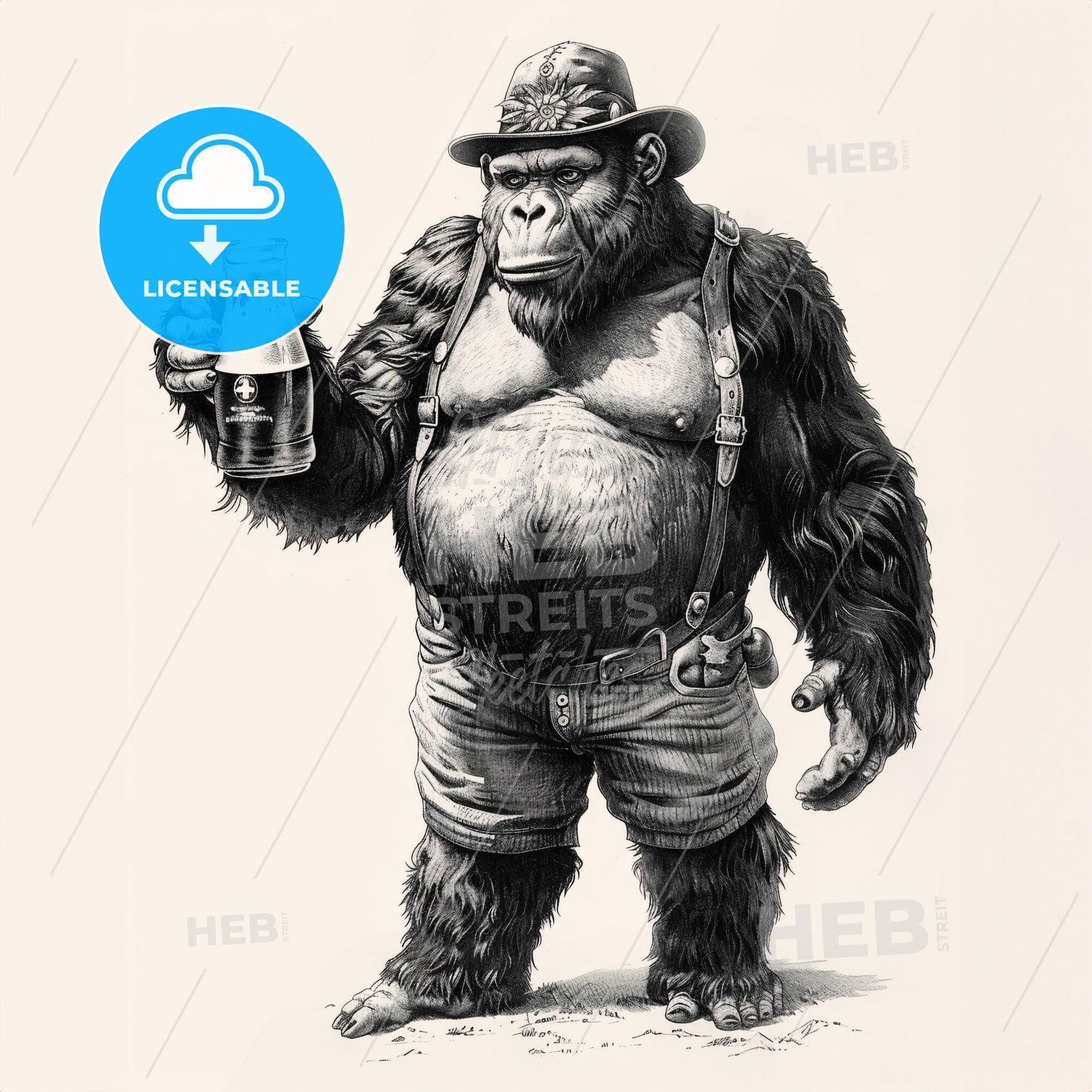 A Gorilla Holding A Glass Of Beer