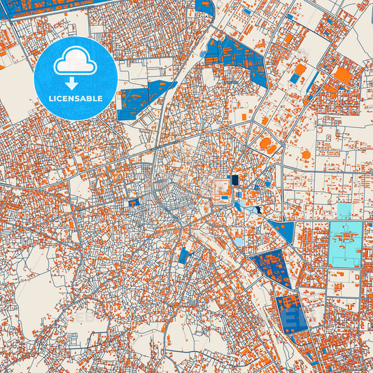 Colorful Bikaner Street Map with Labels and Buildings