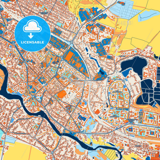 Colorful Bila Tserkva Street Map with Labels and Buildings
