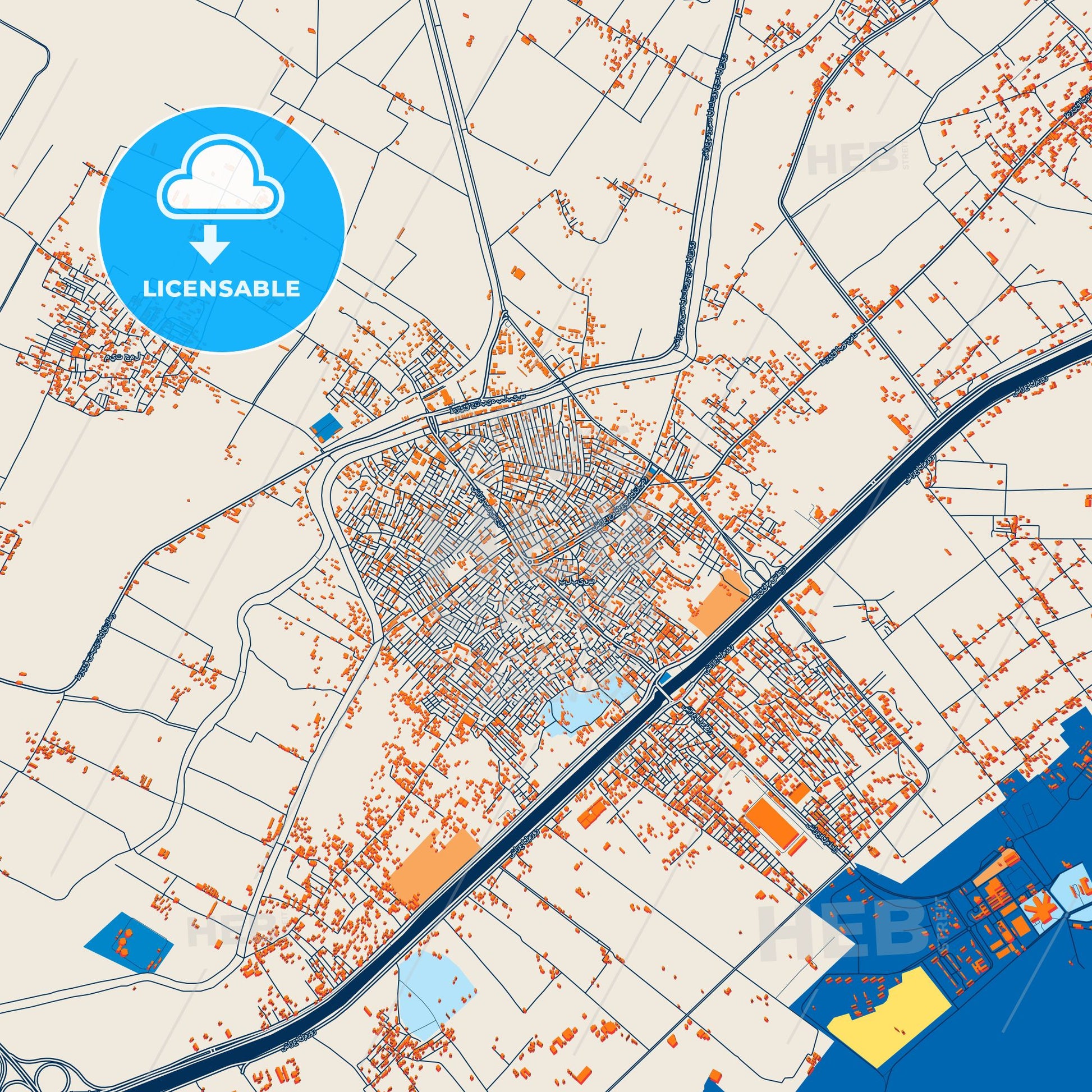 Colorful Bilbays Street Map with Labels and Buildings