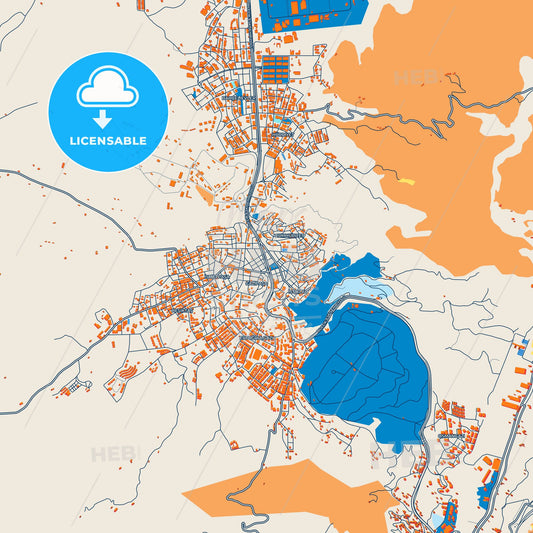 Colorful Bilecik Street Map with Labels and Buildings