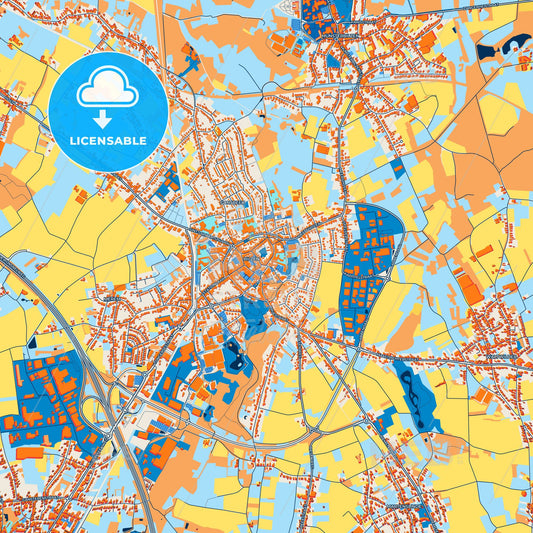 Colorful Bilzen Street Map with Labels and Buildings