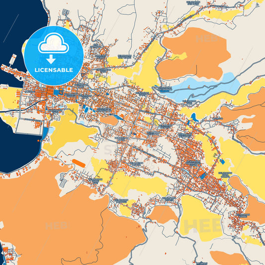 Colorful Bima Street Map with Labels and Buildings