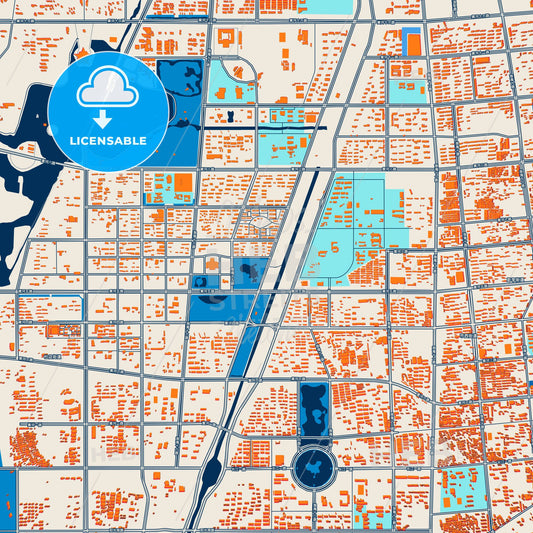 Colorful Binzhou Street Map with Labels and Buildings