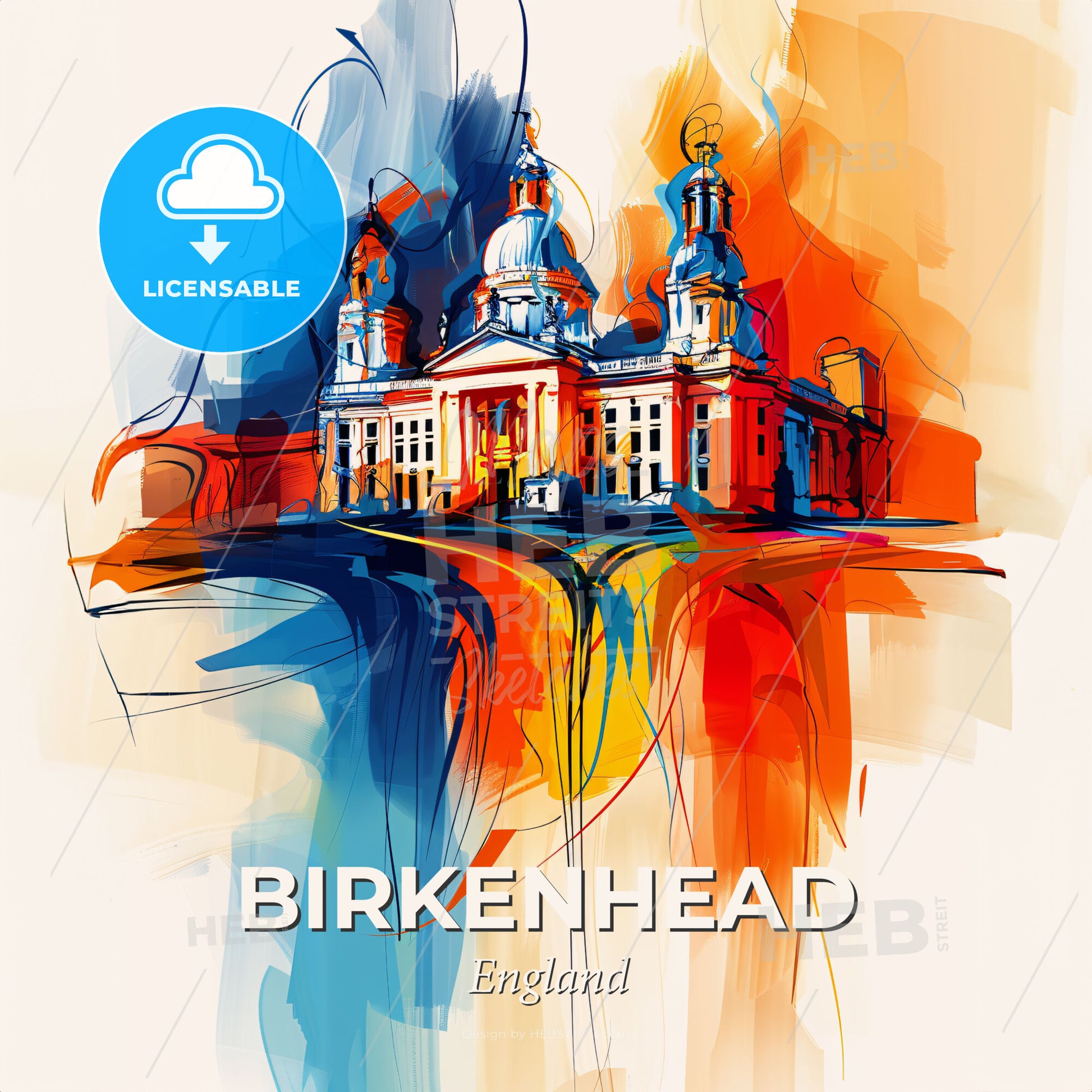 Vibrant Birkenhead, England - A Painting Of A Building - Square format print template