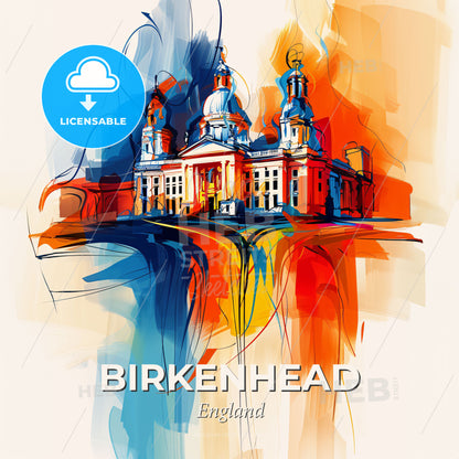 Vibrant Birkenhead, England - A Painting Of A Building - Square format print template