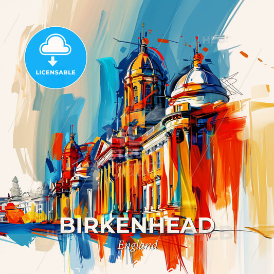 Vibrant Birkenhead, England - A Painting Of A Building - Square format print template