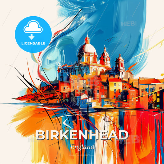 Vibrant Birkenhead, England - A Painting Of A City - Square format print template