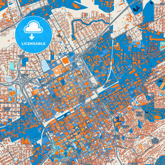 Colorful Birmingham Street Map with Labels and Buildings
