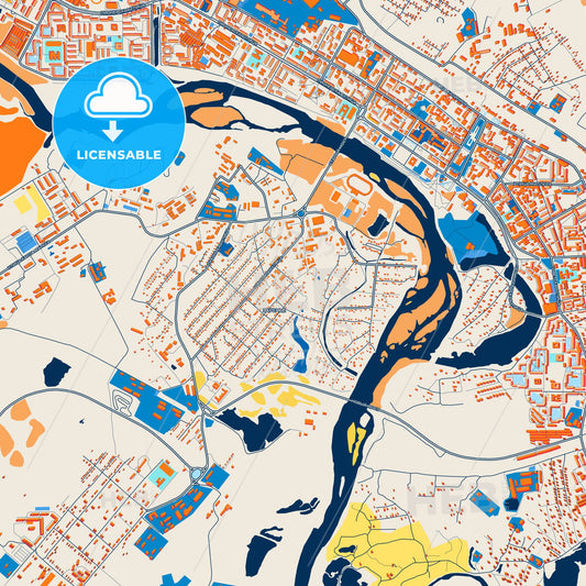 Colorful Birobidzhan Street Map with Labels and Buildings