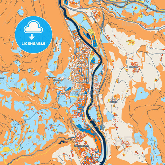Colorful Bischofshofen Street Map with Labels and Buildings