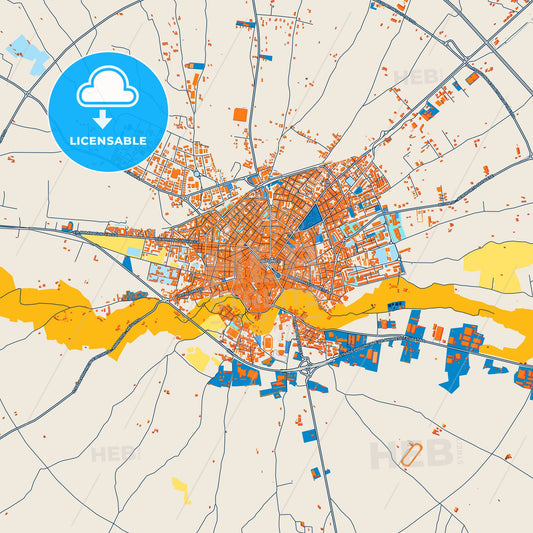 Colorful Bitonto Street Map with Labels and Buildings