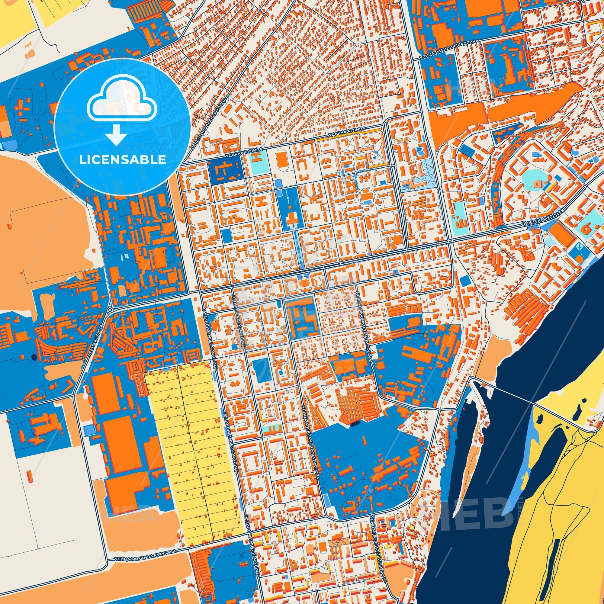 Colorful Biysk Street Map With Labels And Buildings – HEBSTREITS
