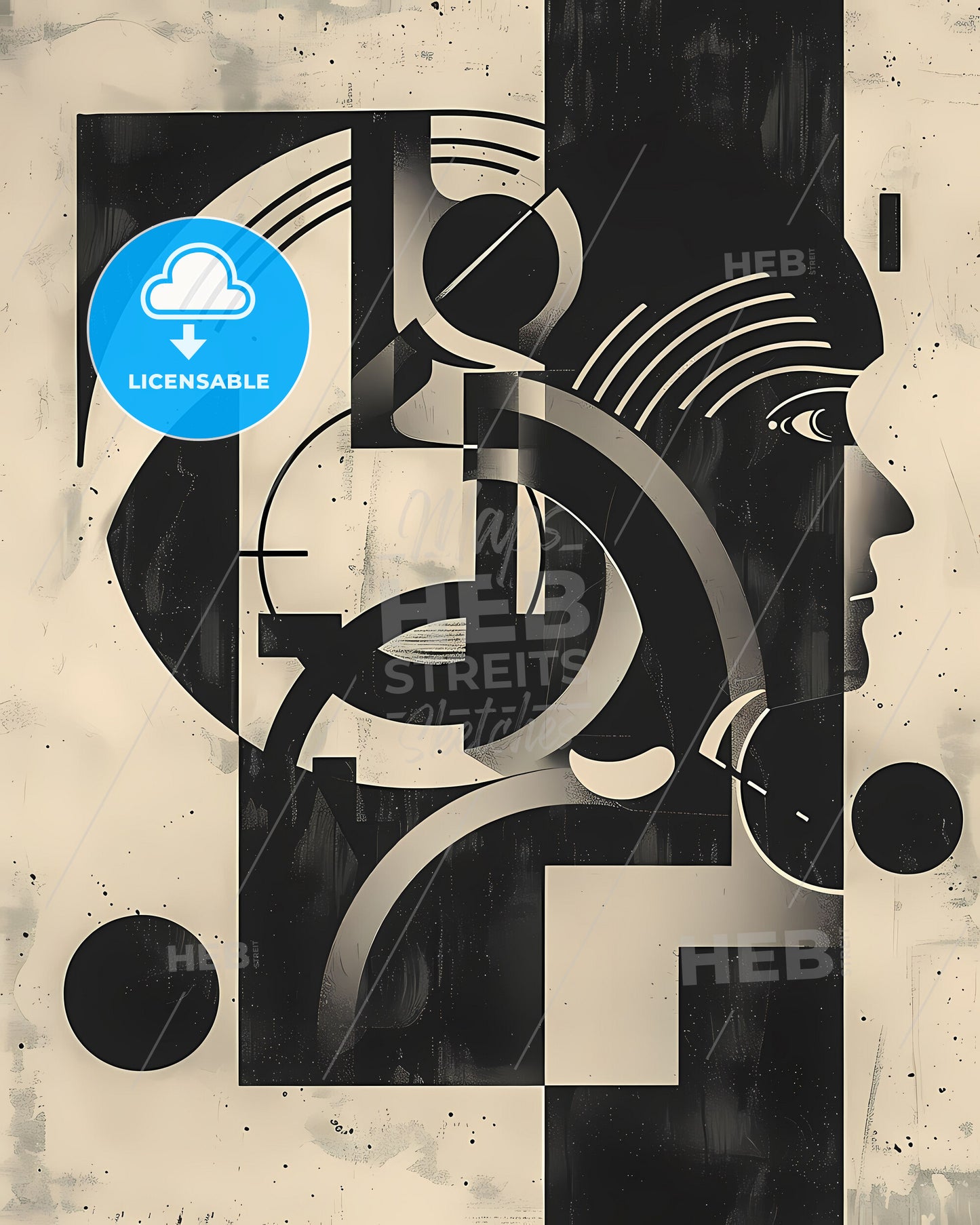 Bauhaus-Inspired Abstract Black-and-White Art: Vibrant Printable for Home Decor