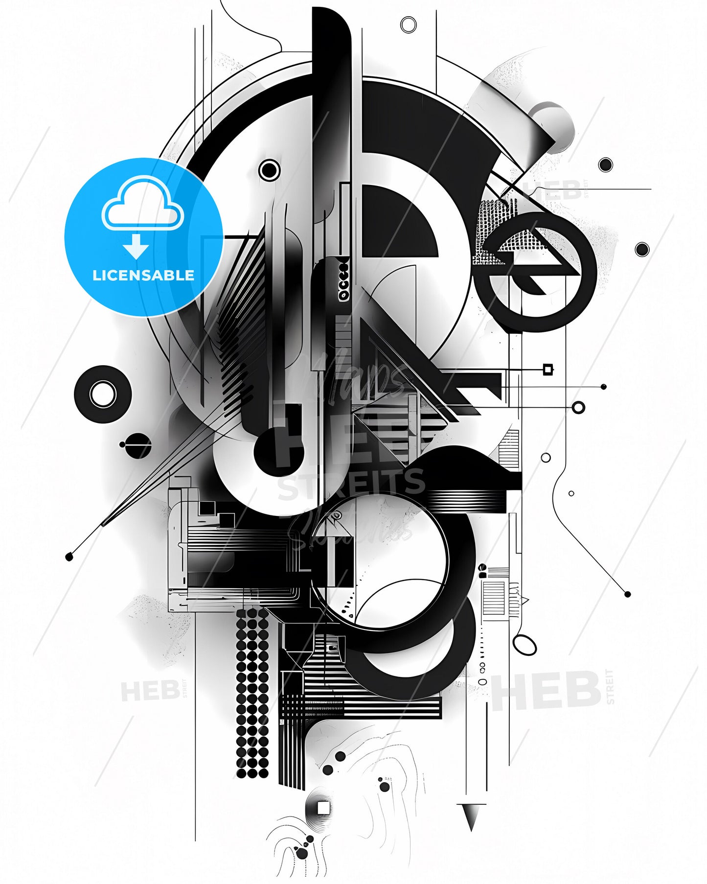 Buy bold printable bauhaus artwork - abstract in black and white with a focus on art