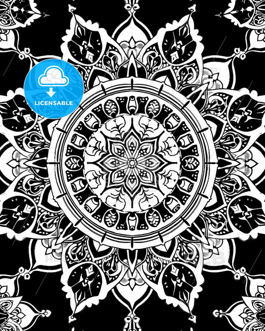 Black and white mandala style pattern - a black and white mandala with a focus on art