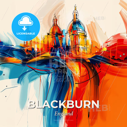 Vibrant Blackburn, England - A Painting Of A Building - Square format print template