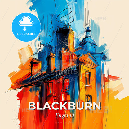 Vibrant Blackburn, England - A Painting Of A Building - Square format print template