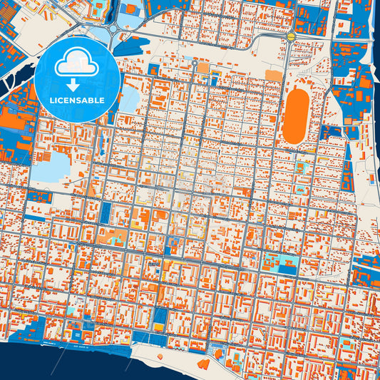 Colorful Blagoveshchensk Street Map with Labels and Buildings