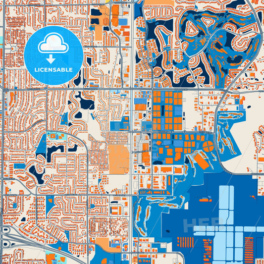 Colorful Blaine Street Map with Labels and Buildings