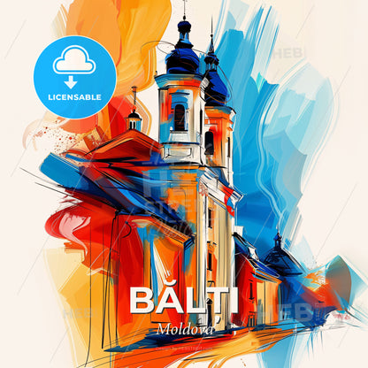 Vibrant Bălți, Moldova - A Painting Of A Building - Square format print template