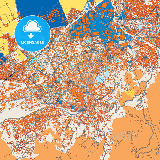 Colorful Blida Street Map with Labels and Buildings