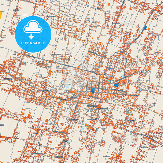 Colorful Blitar Street Map with Labels and Buildings