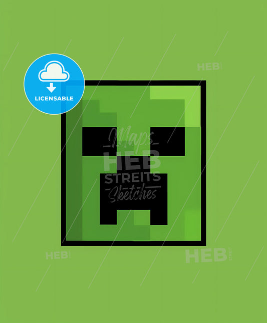 Block School Pixel T-shirt Logo: Minecraft, New York School, Gadgetpunk, Future Tech, Chromatic, Animated GIFs, Creepypasta, Text-Based, Green Background Square