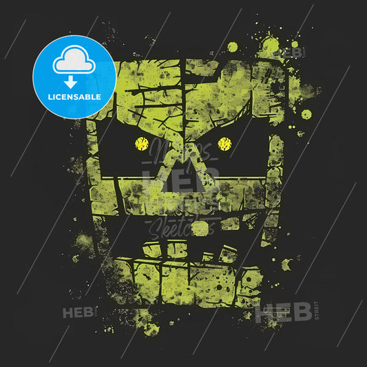 Yellow Skull on Black Background: Minecraft T-shirt Logo in New York School Style with Animated GIFs and Text-Based Elements