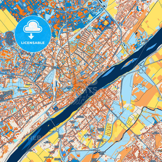 Colorful Blois Street Map with Labels and Buildings
