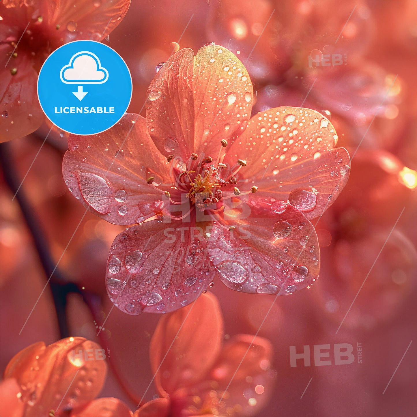 Blossoms and Bunnies: A Fluffy Affair - Close up of pink flowers with water drops on them