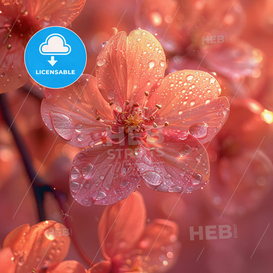 Blossoms and Bunnies: A Fluffy Affair - Close up of pink flowers with water drops on them