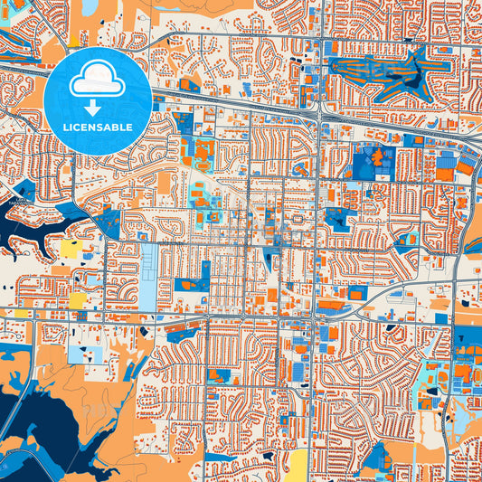 Colorful Blue Springs Street Map with Labels and Buildings
