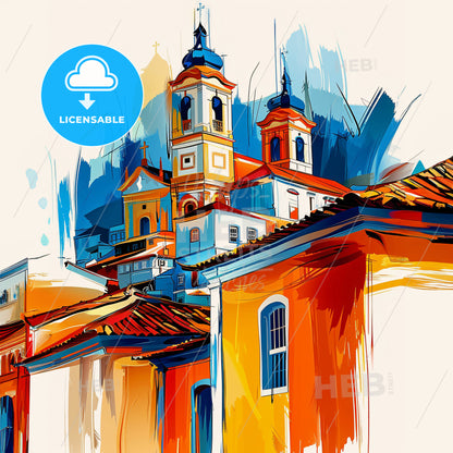 Vibrant Blumenau, Brazil - A Colorful Building With A Tower