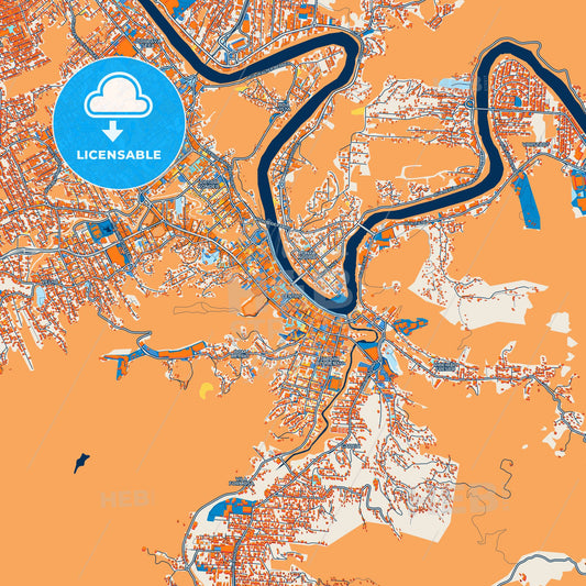 Colorful Blumenau Street Map with Labels and Buildings