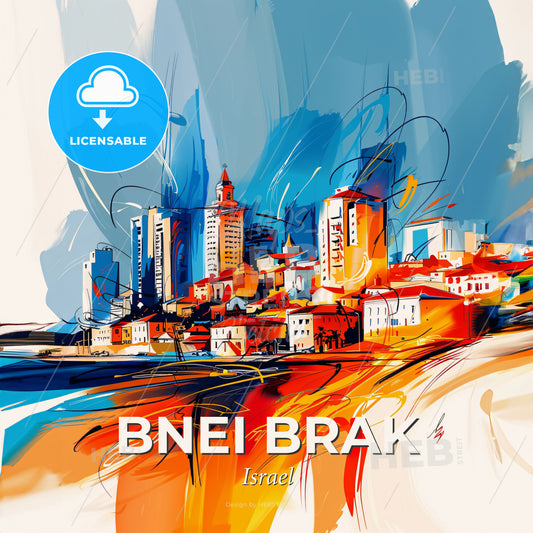 Vibrant Bnei Brak, Israel - A Painting Of A City - Square format print template