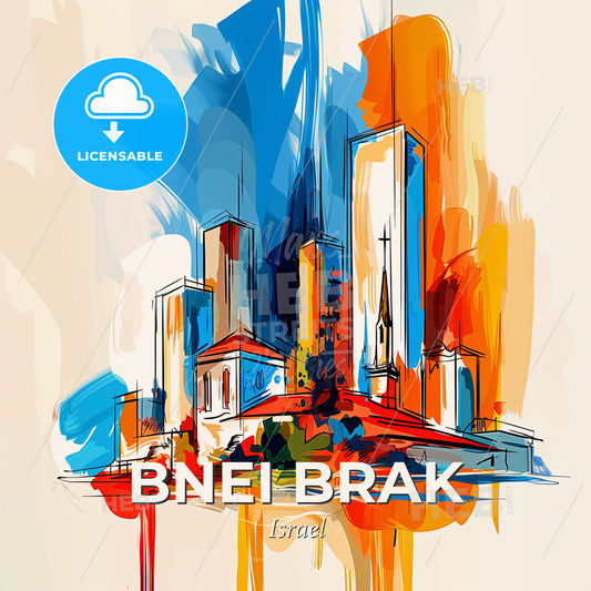 Vibrant Bnei Brak, Israel - A Colorful Cityscape With Tall Buildings - Square format print template